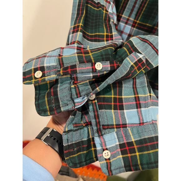 Men’s Ralph Lauren Blake Preppy Flannel Button Down Plaid Shirt Green Blue XL - Picture 6 of 6